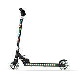 Jetson Jupiter Kick Scooter with LED Lights on Deck and Wheels, Height Adjustable Handlebar and 4 Inch Wheels, Easy Folding Mechanism, Black