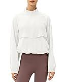 Locachy Women's Lightweight Zip Up Athletic Jacket Stand Collar Windproof Sun Protection Workout Outdoor Jacket White S