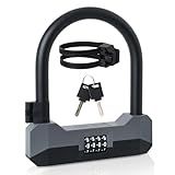 LOHASWORK Bike Locks Heavy Duty Anti Theft,Combo Bike U Lock with 2 Keys,18mm Shackle,4-Digit Resettable Combination Bicycle Lock with Sturdy Mounting Bracket for EBike Electric Scooter Motorcycle
