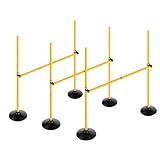 Voodans Adjustable Height Agility Hurdle Set Multi-Function Soccer Trainning Pole Set Coaching Sticks with Rubber Base (Pack of 3, 3.3 FT)