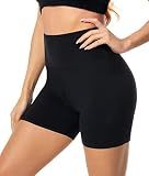 FULLSOFT High Waisted Biker Shorts for Women-5" Tummy Control Fitness Athletic Workout Running Yoga Gym Soft Compression Bike Volleyball Spandex Shorts Clothes for Women Womens Clothing(Black,S-M)