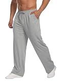 Deyeek Men's Lightweight Sweat Pants Open Bottom Loose Fit Grey Sweatpants