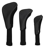 Craftsman Golf 3pcs/Set Meshy Neoprene Golf Club Headcover for Driver Fairway Hybrids Rescue (Black)