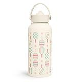 SANDJEST Pickleball Water Bottle 32oz Stainless Steel Insulated Vaccum with Lid, Pickleball Gifts for Pickleball Players, Pickleball Lovers, Women Girls Ladies