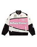 Vamtac Mens Varsity Baseball Jacket Bomber Cotton Vintage Racing Coats Streetwear with Pocket