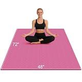 RINREA 72"x48" Extra Wide Yoga Mat, 8mm Thick Exercise Mat for Home Gym