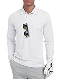Askdeer Men's Golf Polo Shirts Long Sleeve UPF 50+ Performance Collar Shirts Lightweight Summer Casual Quick Dry Tee White