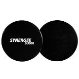 Synergee Jet Black Core Sliders. Dual Sided Use on Carpet or Hardwood Floors. Abdominal Exercise Equipment
