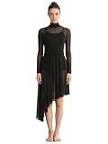 Yyuihri Women Lyrical Dance Costume Flowy Ballet Dress Black Small