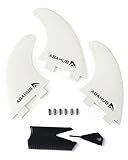 Abahub Surfboard Thruster Fins Set, Compatible with FCS Style Fin Box, Fiberglass Reinforced G5 Surf Fins for Surf Boards, Surfing Longboard, Shortboard, Comes with Screws, Wax Comb and Key, White