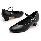 Stelle 1.5" Ankle Strap Women's Character Shoes Ballroom(Black,7.5MW)