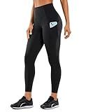 CRZ YOGA Naked Feeling Workout Leggings Pockets 25'' - High Waisted Womens Yoga Pants Running Tights Black Medium