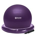 Gaiam Essentials Balance Ball & Base Kit, 65cm Yoga Ball Chair, Exercise Ball with Inflatable Ring Base for Home or Office Desk, Includes Air Pump - Purple
