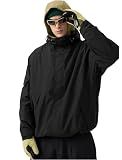GSOU SNOW Mens Womens Baggy Snowboard Jacket Hoodie Shell 20K Waterproof | Ski Jacket Retro, 15K Breathable, Windproof, Arm Vents, Powder Skirt, 5 Pockets, Color Block, Non-insulated, Loose Fit
