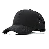 LIRUHOXA Quick Dry Trucker Hat for Men & Women, Laser Cut Mesh Baseball Cap for Running, Workouts, Outdoor Sports Black