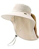 Camptrace Sun Hats for Women Men UPF 50+ UV Protection Wide Brim Hiking Fishing Hat with Neck Flap, Beige