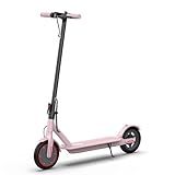 Roinside Electric Scooter - 8.5" Solid Tires, 350W Motor, Up to 19 MPH and 16 Miles Long-Range Commuting Foldable Scooter for Adults with Dual Braking System and Smart App, Pink