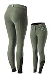 Equinavia Astrid Womens Silicone Knee Patch Breeches | Mid Rise Riding Pants with Phone Pockets - Agave Green/Green - 36
