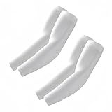 ROXUN 2 Pairs Arm Sleeves, Cooling UV Sun Protection Sports Compression for Men/Women 2 White