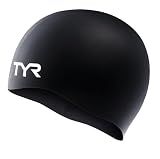 TYR Silicone Swim Cap for Men and Women – Wrinkle-Free, Durable & Tear Resistant, Low Drag Training & Competition Cap, Black