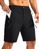 Pudolla Men's Hiking Cargo Shorts 9" Lightweight Outdoor Work Shorts for Men Travel Golf Camping Casual with 5 Zipper Pockets(Black Large)
