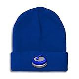 Beanies for Men Sport Curling Stone Gear Embroidery Other Sports Recreational Winter Hats for Women Acrylic Skull Cap 1 Size Royal Blue Design Only