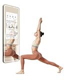 HARZHI 32 Inch Smart Gym Mirror, HD Touch Screen, Android OS, No VIP Fees, Voice Control, Music Sync LED Light Strip, Perfect for Home Gym/Yoga
