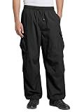 Dokotoo Men Baggy Sweatpants Men Cargo Sweatpants Track Pants Windbreaker Pants Streetwear Men, Black, X-Large