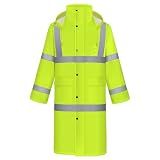 TCCFCCT Rain Coats Hi Vis Rain Jacket with Hood, Heavy Duty Rain Suits Waterproof, Long Safety Rain Gear for Hiking Camping Outdoor Activities, M Yellow