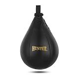 HUNTER SpeedKills PU Leather Speed Bag – Lightweight Latex Bladder, Fast Rebound Training Speedball for Boxing, MMA & Fitness (Black, Large 10.5" x 7")