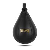 HUNTER SpeedKills PU Leather Speed Bag – Lightweight Latex Bladder, Fast Rebound Training Speedball for Boxing, MMA & Fitness (Black, Large 10.5" x 7")
