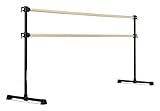 VITA Barre Portable Freestanding Double Ballet Barre, Professional, 8 Ft Bars, Black, Wood | Adjustable Height, Made in USA, Home or Gym Exercise Equipment for Kids & Adults | Dance, Fitness, Pilates