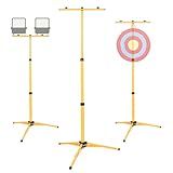 Nbguigdstr Archery Target Stand, Bow and Arrow Target Stand for Backyard & Shooting Range, Adjustable Foldable Metal Tripod Stand Hanging Traditional Straw & Foam Archery Targets and Work Light