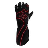 K1 RaceGear Driving Gloves, RS1, Single Layer, Cotton/Polyester, Black/Red, Large, Pair