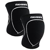 Rehband Knee Pads for Dodgeball, Handball & Indoor Sports, Neoprene Knee Sleeve Protector, Comfortable & Snug Fit, Shock-absorbing Sports Knee Pads Unisex, Colour:Black - 1 Pair, Size:Medium