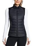 baleaf Women's Lightweight Warm Puffer Vest Running Winter Hybrid Sleeveless Quilted Water Resistant Jacket Black M