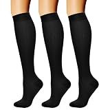 CHARMKING Compression Socks for Women & Men Circulation (3 Pairs) 15-20 mmHg is Best Support for Athletic Running Cycling (S/M, Black)