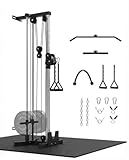 Wall Mounted Cable Machine for Home Gym, 19-Position High & Low Cable Machine with Dual Pulley System,LAT Pulldown, 400Lb Capacity, Space Saving Strength Training Equipment for Garage & Home
