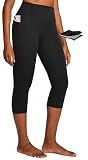 IUGA Capri Leggings for Women Tummy Control Compression Leggings Workout High Waist Athletic Yoga Pants with Pockets Black