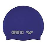 Arena Classic Unisex Soft Silicone Swim Cap for Women and Men, Intensive Training and Racing Comfortable Non-Slip Long Hair Swimming Hat, SkyBlue/White