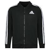 adidas girls Zip Front Tricot Bomber Warm Up Jacket, Black, Small US