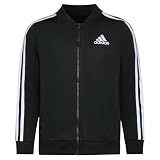 adidas girls Zip Front Tricot Bomber Warm Up Jacket, Black, Small US
