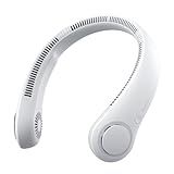 JISULIFE Portable Neck Fan, Hands-Free Bladeless, 5 Speeds, 4000 mAh Battery Operated Wearable Personal Fan, Twistable, Rechargeable, Gift for Women Men-Grey