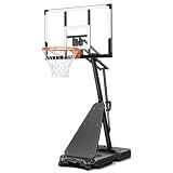 Seray Basketball Hoop Outdoor, 4.9-10 ft Height Adjustable, 44 Inch Portable Goal System with Shatterproof Backboard & Wheels for Kids, Youth, Adults in Backyard, Driveway, Indoor