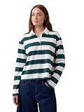 GAP Women's Long Sleeve Rugby Polo Burgundy Pink Stripe L