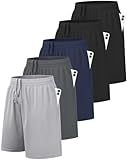 BALENNZ 5 Pack Boys Athletic Shorts Kids Youth Quick Dry Active Performance Basketball Shorts with Pockets Elastic Waistband Large