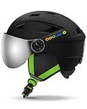 Odoland Kids Ski Helmet with 2-in-1 Visor Goggles for Boys & Girls, Adjustable Snowboard Helmet with Magnetic Buckle Strap for Children Ages 3-5 Skiing & Snowboarding, Matte Black, XS