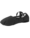 STELLE Ballet Shoes for Women Highly Stretch Canvas Split Sole(BK, 7.5MW)