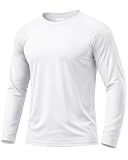 Boladeci Rash Guard for Men SPF Shirts Long Sleeve Lightweight UPF 50+ Sun Protection Swim Shirts Quick Dry UV Surf Water Running Fishing Tee T-Shirts White