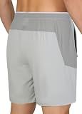 EIGIOO Men's Breathable Quick Dry Tennis Shorts with Zipper Pockets A-Grey
